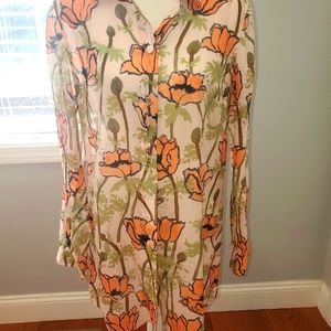 NWOT Tory Burch Floral Long Sleeve Stylish and Well Made Shirt Dress  Sz S